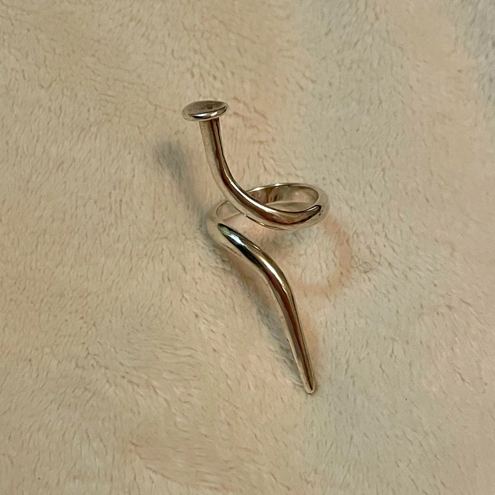 Unique sterling silver nail ring